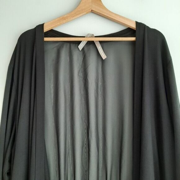 PENNINGTONS | Mixed Media Open Front Sheer Back Cardigan Black Neutral Sz 3X - Picture 2 of 14